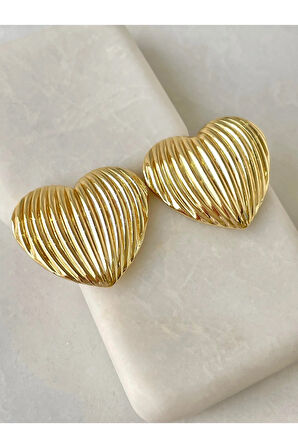 Gold Renkli Kalp Küpe