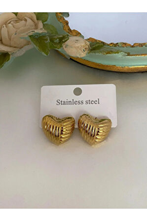 Gold Renkli Kalp Küpe