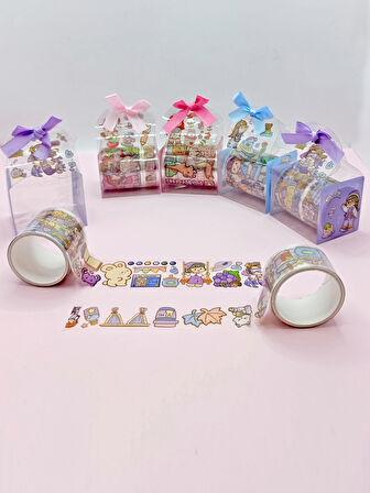 Fiyonk Çantalı Süslü Kız Şeffaf Desenli Bant - Mor