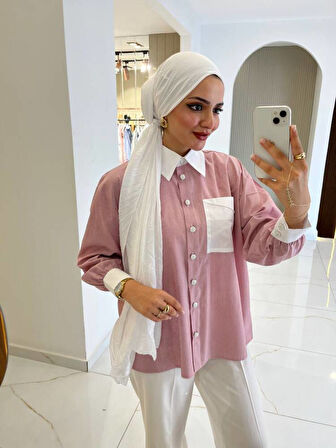 Cep Detaylı Çizgili  Basıc Gömlek GMK16035