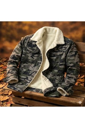 Lion R İçi kürklü kamuflaj desenli denim kumaş kot ceket Koyu Kamufulaj / 13 Yaş