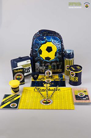 YENİ SEZON LİSANSLI FENERBAHÇE ANAOKUL ÇANTASI,BESLENME KABI,500 ML MATARA İLE FULL OKUL KIRTASİYE SETİ