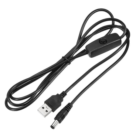 Lunatic 7360 Usb To Dc 5.5x2.1mm Güç Kablosu 1.5 Metre Açma Kapama Anahtarlı Switch 5V Power On/Off