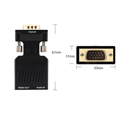  Vga To Hdmi Çevirici Dönüştürücü Laptop Tv Monitör Adaptör Kablosu