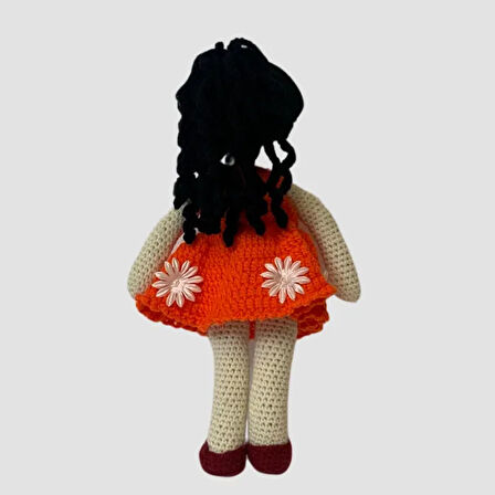 Uretti - Birsen 2552 - El Yapımı Amigurumi Siyah Saçlı Kız Çocuk - 33 cm