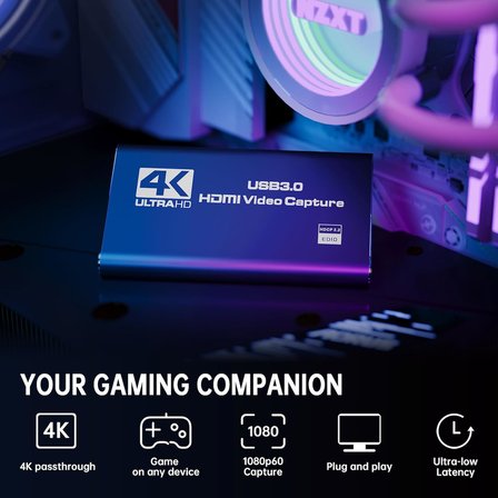 Lunatic 8014 4K 30 Hz Video Capture Ultra HD HDMI'dan USB 3.0'a HDTV PS4, Switch, Xbox One & Xbox 360  30hz