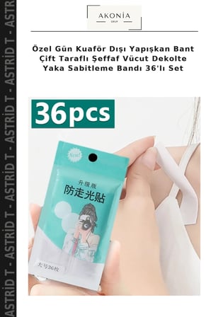 Özel Gün Kuaför Dışı Yapışkan Bant Çift Taraflı Şeffaf Vücut Dekolte Yaka Sabitleme Bandı 36'lı Set