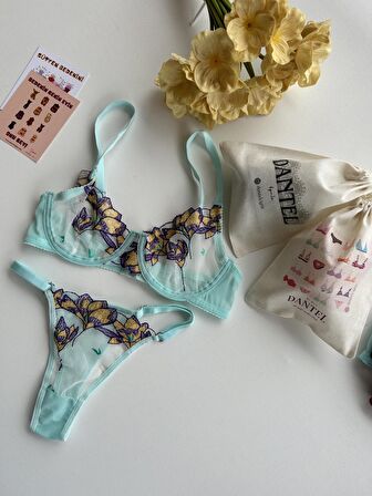 Dantel Blue & Purple Bralet Takımı