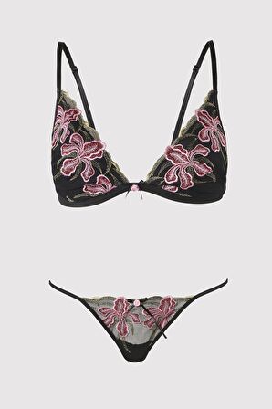 Dantel Vintage Rose Bralet Takımı