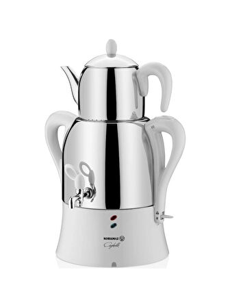 Korkmaz Vanilya Çaykolik A341-13 Çelik Semaver Krem