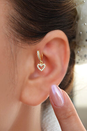 6 mm Kalpli Halka Piercing Forward Helix Tragus Kıkırdak Helix Kalp Piercing