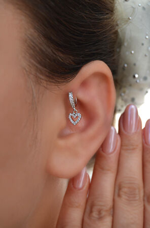 6 mm Kalpli Halka Piercing Forward Helix Tragus Kıkırdak Helix Kalp Piercing