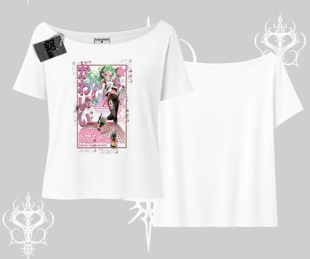 Kayık Yaka Tshirt Anime Kawaii Japon Kız Desenli