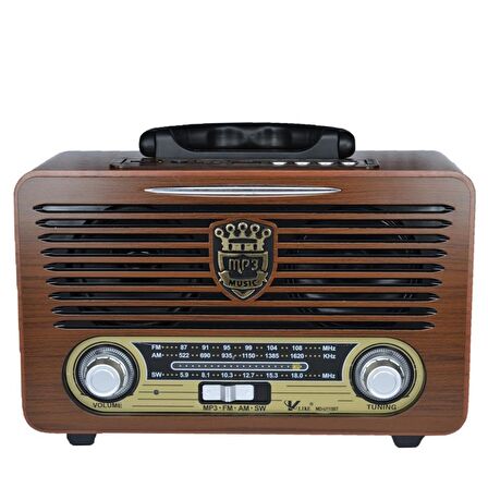 Çanta Yurdu - Retro Nostaljik Mdu115bt Radyo Bluetooth Kumandalı USB/SD Müzik Çalar Radyo