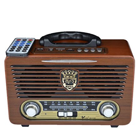 Çanta Yurdu - Retro Nostaljik Mdu115bt Radyo Bluetooth Kumandalı USB/SD Müzik Çalar Radyo