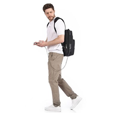 Ççs Fonksiyonel Evrak Laptop Omuz ve Sırt Çantası Siyah