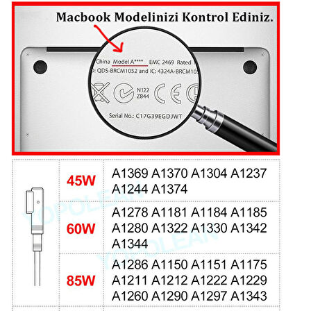 Macbook air ile uyumlu L tipi mıknatıslı adaptör tamir kablosu 