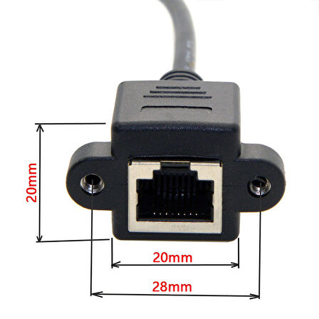 RJ 45 panel tipi dişi erkek ethernet uzatma kablosu 2m