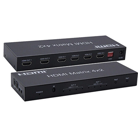 HDMI 4K 3D matrix 4x2 kumandalı 4 in 2 out switch-splitter