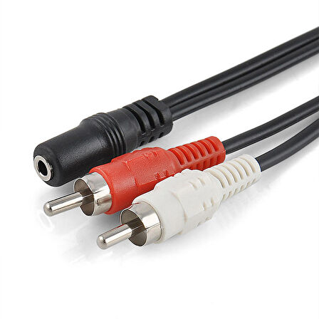 3,5mm stereo dişi to 2x RCA erkek audio ses çevirici kablo 1,5m