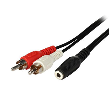 3,5mm stereo dişi to 2x RCA erkek audio ses çevirici kablo 1,5m