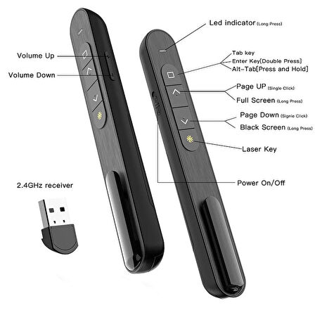 Sunum kumandası laser pointer kırmızı ışıklı sunum kumandası 