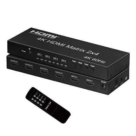 4K 60Hz HDMI Matrix 2x4 HDMI matrix değiştirici 2 4 Out HDMI dağıtıcı 