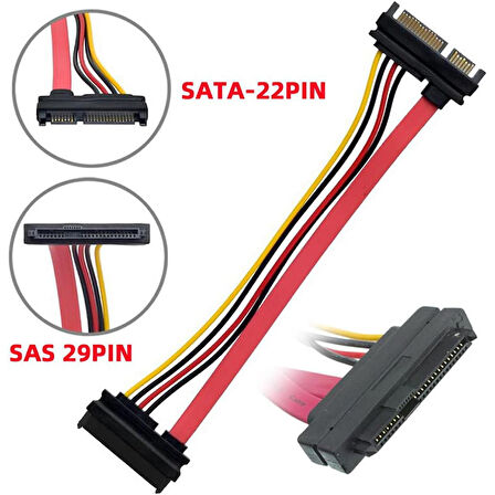 SFF-8482 SAS kablosu 29Pin erkek SATA 22Pin erkek kablo