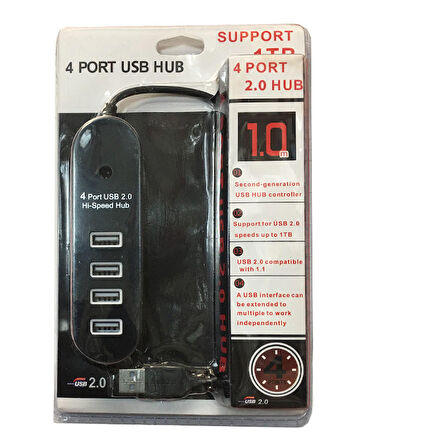 Usb 2.0  4 port Usb çoklayıcı usb 2.0 hub 1m kablolu power girişli