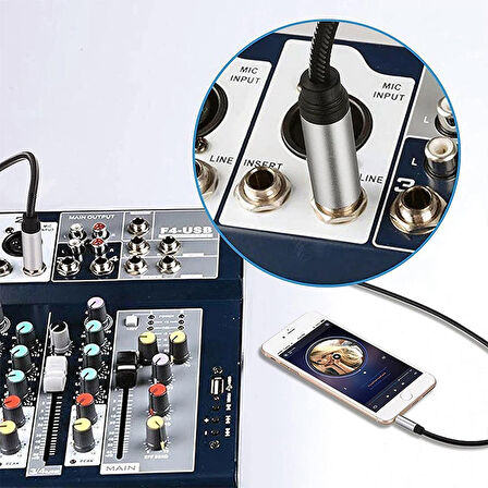 3,5mm stereo 6,3 mm mono jak Bilgisayar anfi bağlantı kablosu 5m