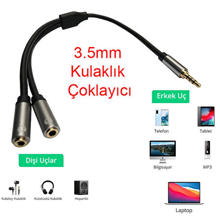 3.5mm TRS Kulaklık Çoklayıcı Y Kablo Kulaklık çoğaltıcı splitter