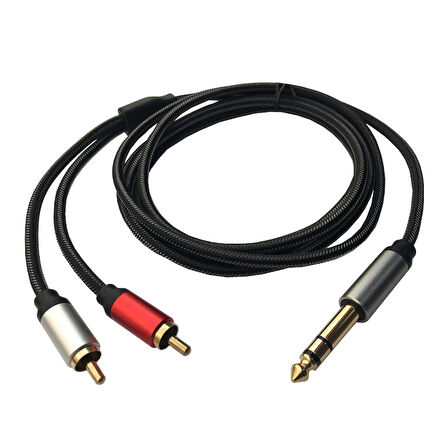 6.3mm stereo erkek TRS to 2 RCA erkek ses Y Splitter kablo 2m