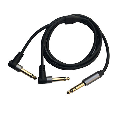 6.3mm stereo erkek  to 2 6.3mm mono 90 derece kablo 1,5m