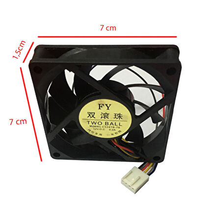 12v 0.2A 7cm 4 pinli fan 7x7x1,5 cm 12 volt 4 pin fan