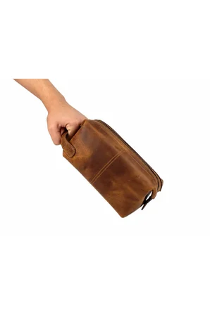 Erkek Hakiki Deri Taba Fermuarlı El Ve Clutch Çanta