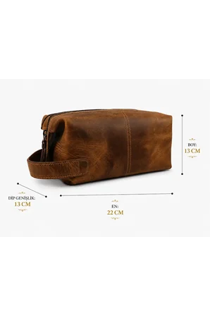 Erkek Hakiki Deri Taba Fermuarlı El Ve Clutch Çanta