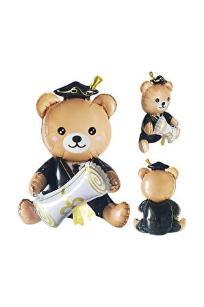 MEZUNİYET FOLYO BALON DİBLOMALI OUTURAN AYI