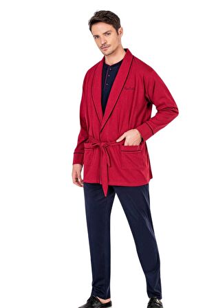 5605 Erkek Çeyizlik 3'lü Rob Pijama Takım-bordo