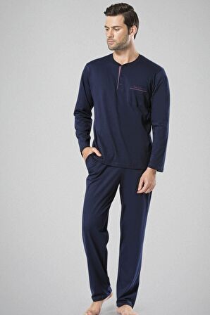 5454 Erkek Uzun Kollu Pijama Takımı-lacivert