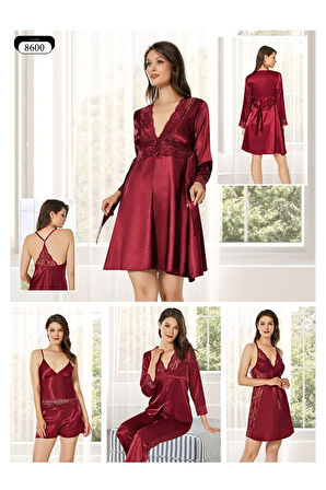 8600 Kadın Çeyizlik Saten 6'lı Set-pudra