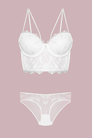 4491 Kadın Destekli Büstiyer Külot Takım Ekru