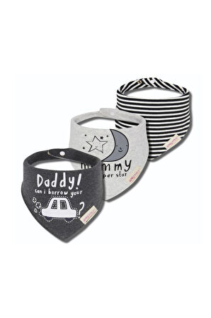 Petityu 3'lü Üçgen Pamuk Bebek Önlüğü Arabalı Mama Önlüğü