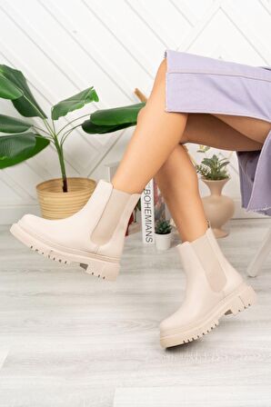 Lastikli Bej Cilt Kadın Bot