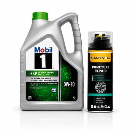 MOBİL 1 ESP 0W-30 MOTOR YAĞI 5 Litre + Lastik Tamir Kiti 400 ml