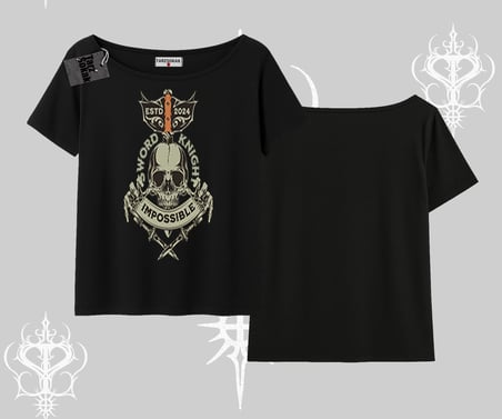 Kayık Yaka Tshirt Sword Knight Skull Impossible Street Creed
