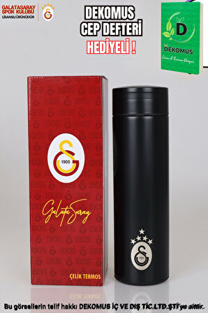 YENİ SEZON 5 YILDIZLI LİSANSLI GALATASARAY ÇELİK TERMOS 500 ML "DEKOMUS CEP DEFTERİ HEDİYELİ"