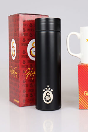 DEKOMUS İLE 5 YILDIZLI SET LİSANSLI PREMIUM GALATASARAY 500 ML ÇELİK TERMOS VE 5 YILDIZLI KUPA