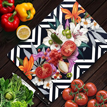 Decovetro Cam Kesme Tahtası Vintage Lily Desenli 20x30 Cm