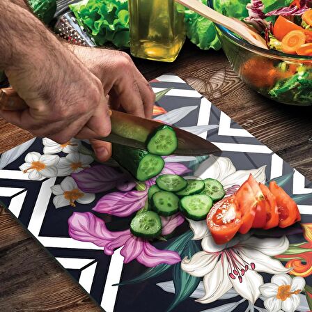 Decovetro Cam Kesme Tahtası Vintage Lily Desenli 20x30 Cm