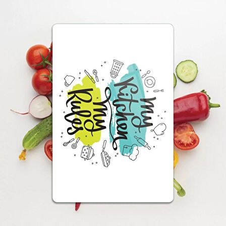 Decovetro Cam Kesme Tahtası My Kitchen Rules Desenli 20x30 Cm